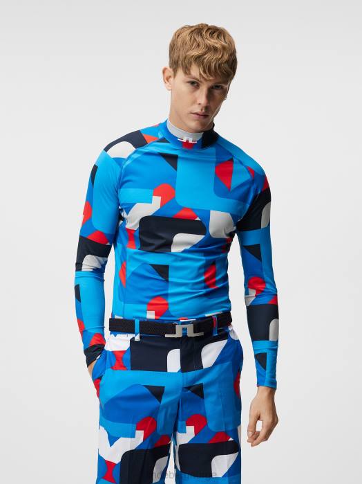 J.Lindeberg menn aello trykt kompresjonslag grå stor bro klær F864312