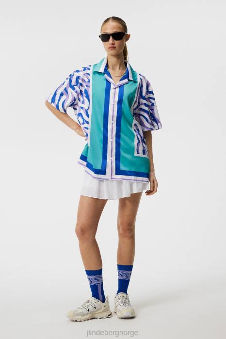 J.Lindeberg menn buktskjorte lilla malt sebra klær F864141