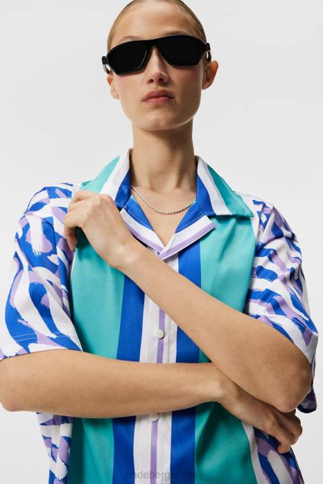 J.Lindeberg menn buktskjorte lilla malt sebra klær F864141