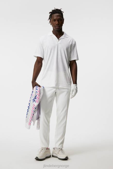 J.Lindeberg menn feriested avslappet polo hvit klær F864152