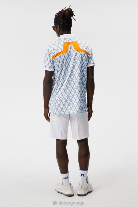 J.Lindeberg menn kv print polo liten gutt blå diamant klær F86425