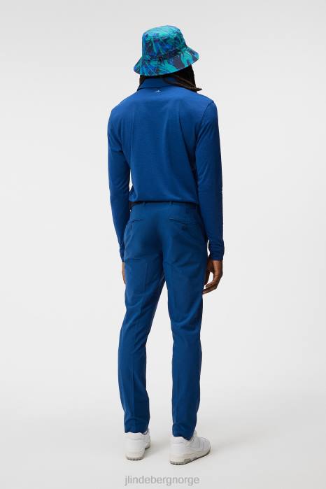 J.Lindeberg menn tour tech langermet polo eiendom blå melange klær F864105