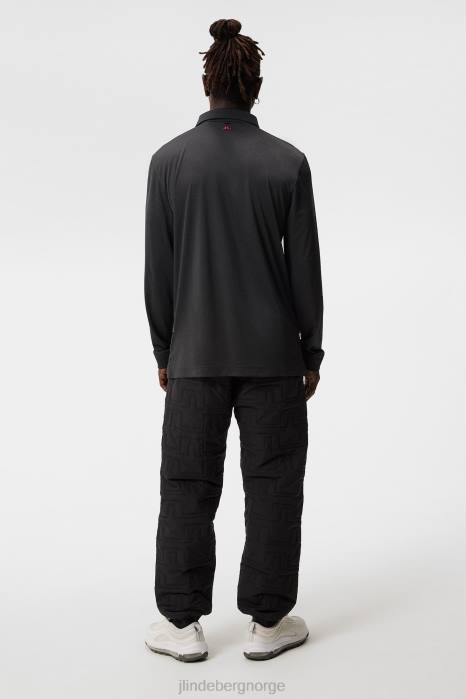 J.Lindeberg menn tour tech langermet polo svart melange klær F864107