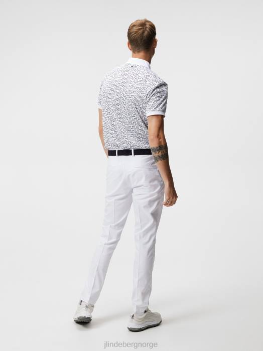 J.Lindeberg menn tour tech print polo hvit brosvirvel klær F864245