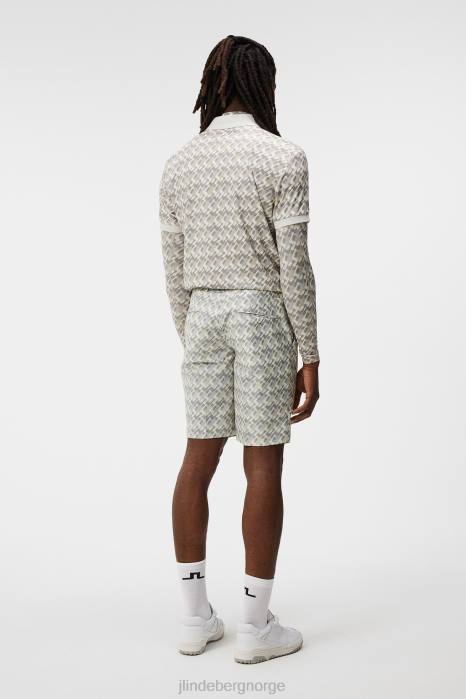 J.Lindeberg menn tour tech print polo mikrobro grå klær F86422