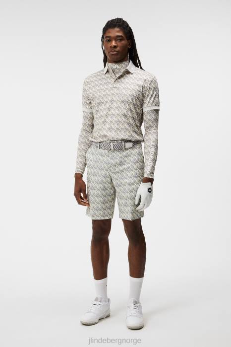 J.Lindeberg menn tour tech print polo mikrobro grå klær F86422