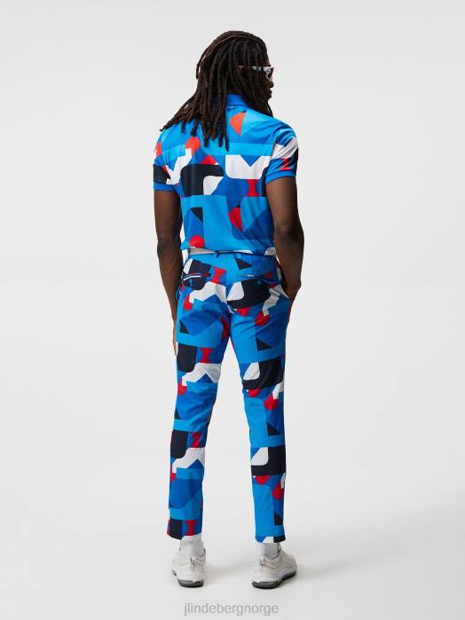 J.Lindeberg menn tour tech print polo strålende blå storbro klær F864244