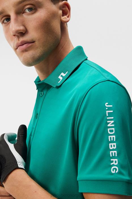 J.Lindeberg menn tour tech slim polo stolt påfugl klær F86489