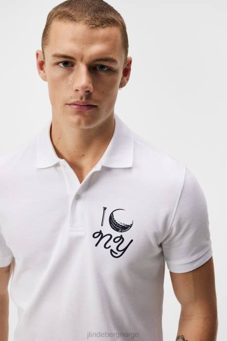 J.Lindeberg menn troy nyc golfpolo hvit klær F864188
