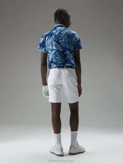 J.Lindeberg menn tyson print polo hibiskus blå klær F864339
