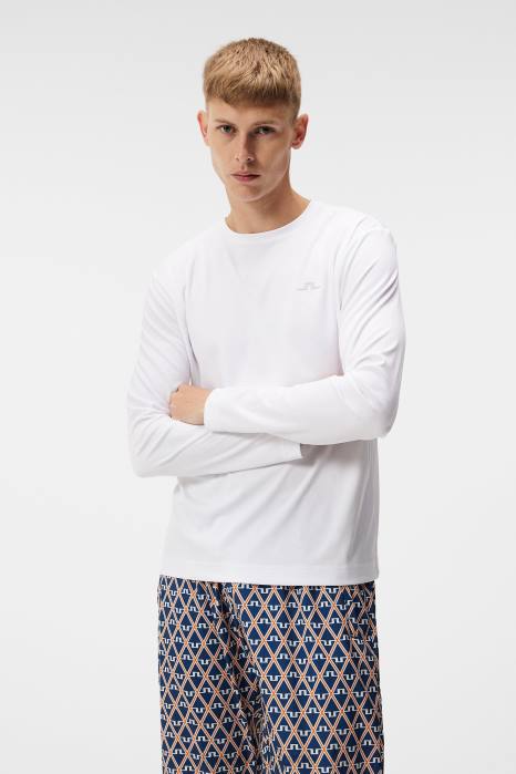 J.Lindeberg menn ade langermet t-skjorte hvit klær F8646