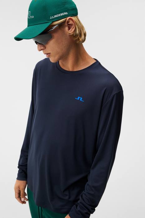 J.Lindeberg menn ade langermet t-skjorte marinen klær F8647
