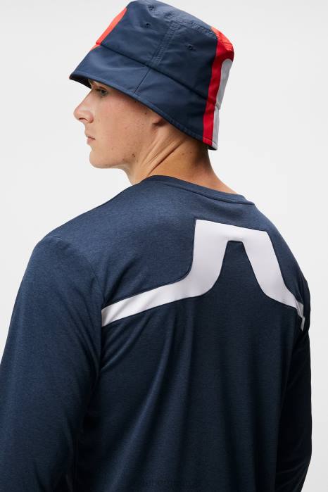 J.Lindeberg menn aktiv langermet t-skjorte marinen klær F864162