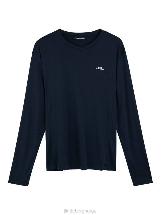 J.Lindeberg menn aktiv langermet t-skjorte marinen klær F864162