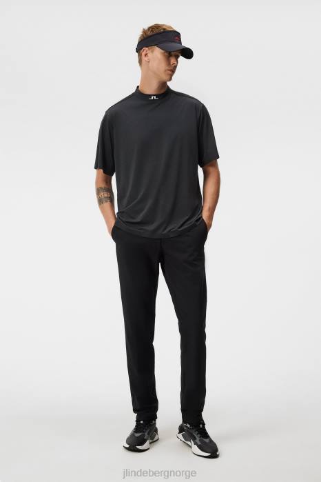 J.Lindeberg menn alf t-skjorte svart melange klær F86466