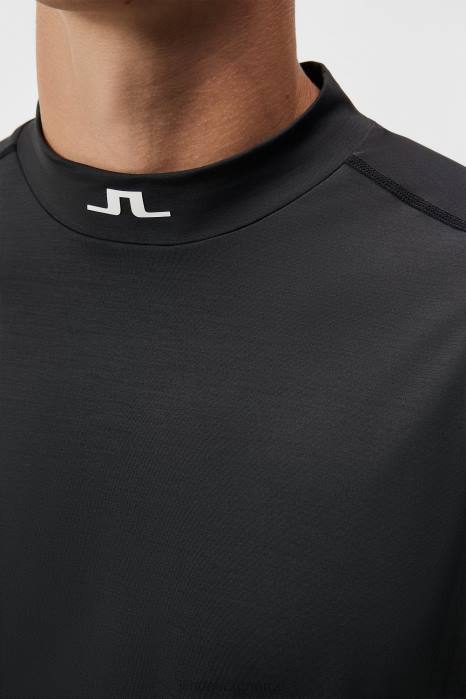 J.Lindeberg menn alf t-skjorte svart melange klær F86466