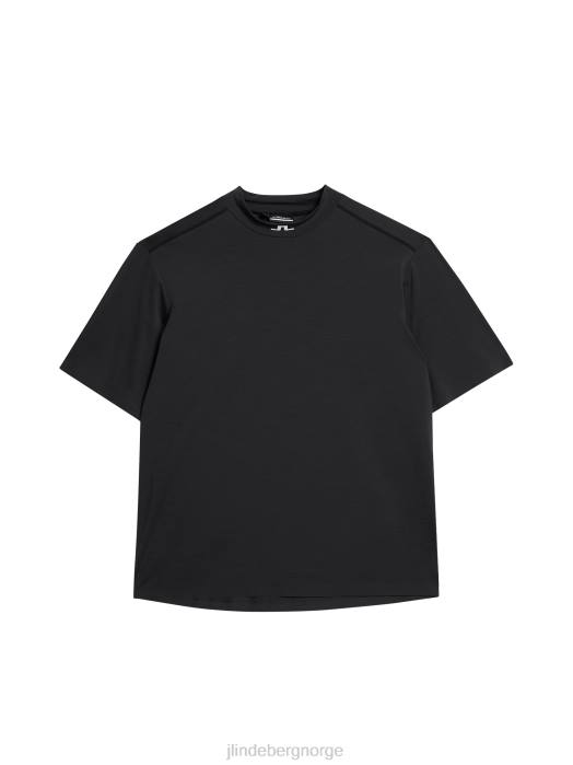 J.Lindeberg menn alf t-skjorte svart melange klær F86466