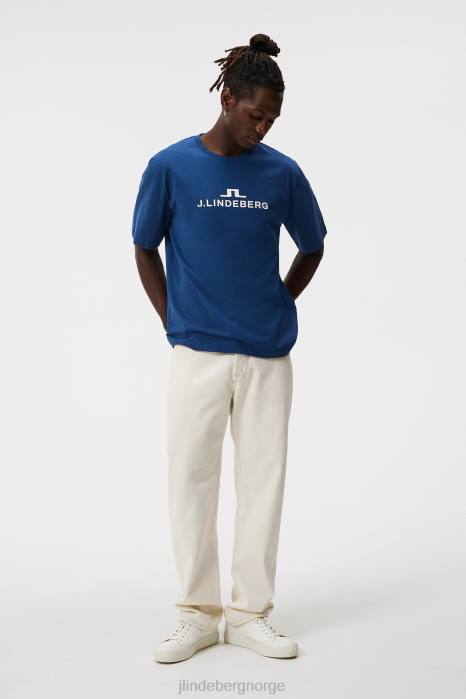 J.Lindeberg menn alfa t-skjorte eiendom blå klær F8642