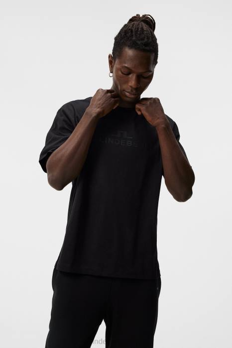 J.Lindeberg menn alfa t-skjorte svart klær F8643