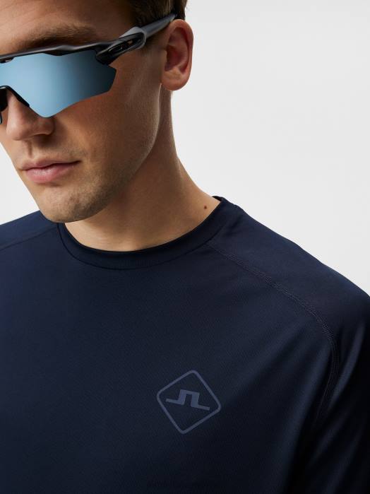 J.Lindeberg menn diamant t-skjorte marinen klær F864172