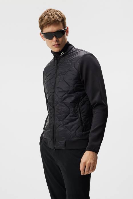 J.Lindeberg menn quilt hybrid jakke svart klær F864692