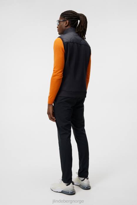 J.Lindeberg menn quilt hybrid vest svart klær F864693