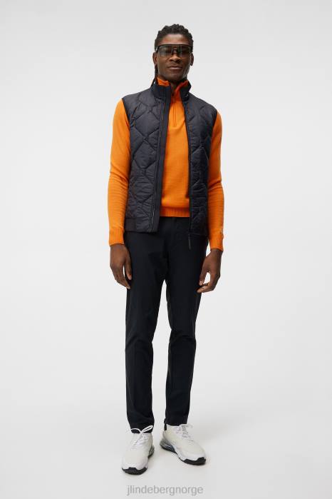 J.Lindeberg menn quilt hybrid vest svart klær F864693