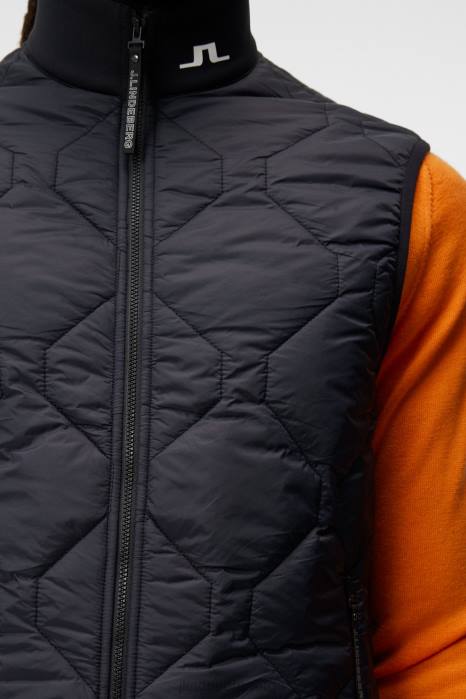 J.Lindeberg menn quilt hybrid vest svart klær F864693
