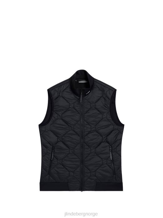 J.Lindeberg menn quilt hybrid vest svart klær F864693