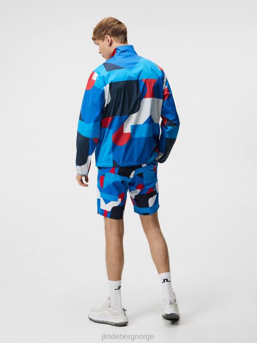 J.Lindeberg menn vindjakke med maks print strålende blå storbro klær F864720