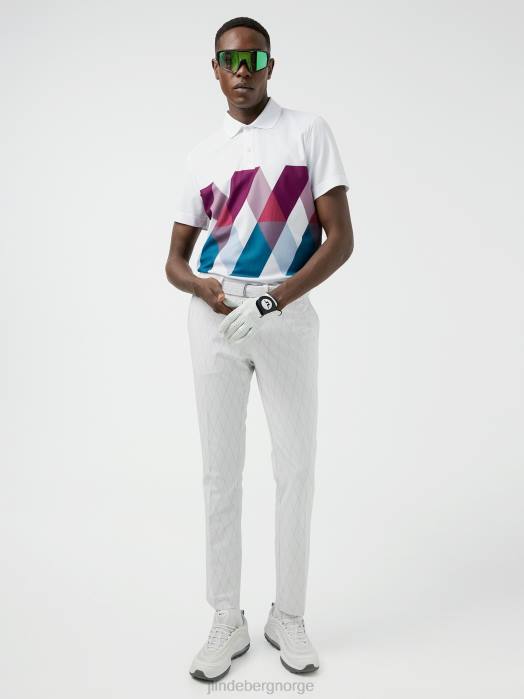 J.Lindeberg menn aktiv argyle golfbukse hvit klær F8642217