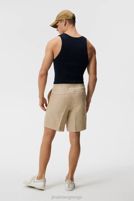 J.Lindeberg menn baron tencel linshorts safari beige klær F8641125
