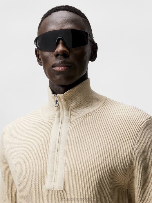 J.Lindeberg menn alex strikket genser med halv glidelås turteldue klær F8641059