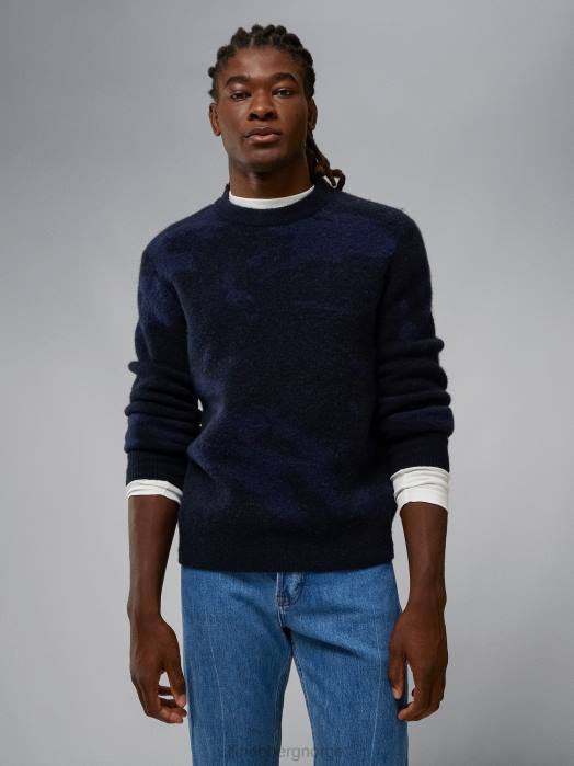 J.Lindeberg menn alpakka mix strikket genser marine melange klær F8642339