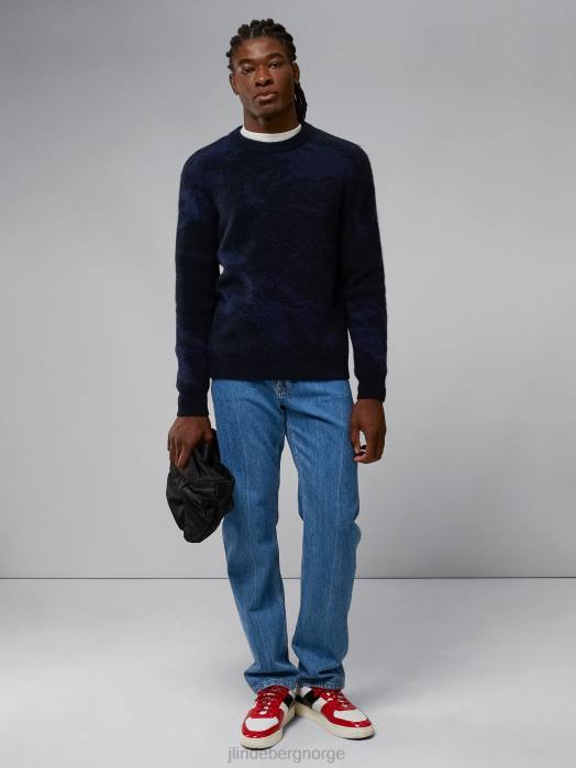J.Lindeberg menn alpakka mix strikket genser marine melange klær F8642339