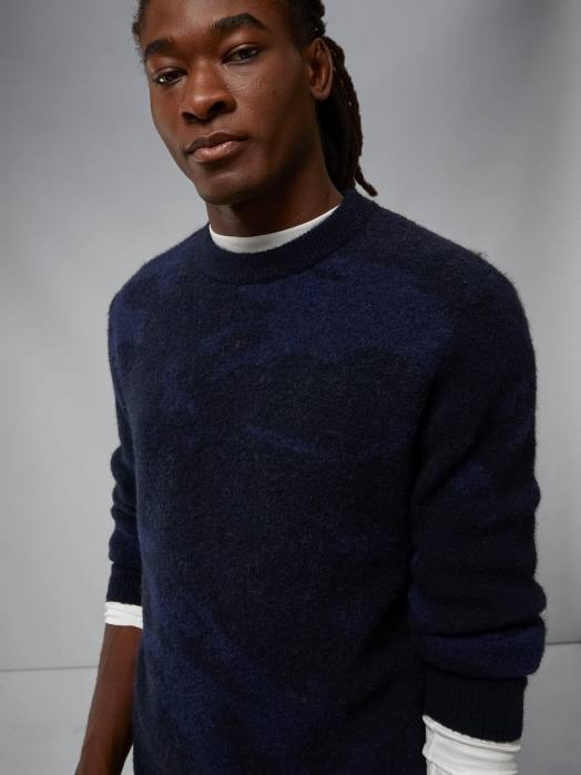 J.Lindeberg menn alpakka mix strikket genser marine melange klær F8642339