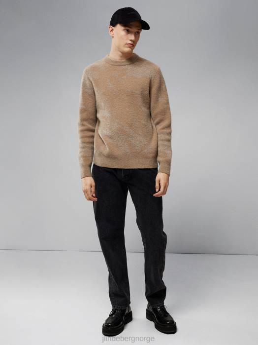 J.Lindeberg menn alpakka mix strikket genser tiger brun klær F8642338