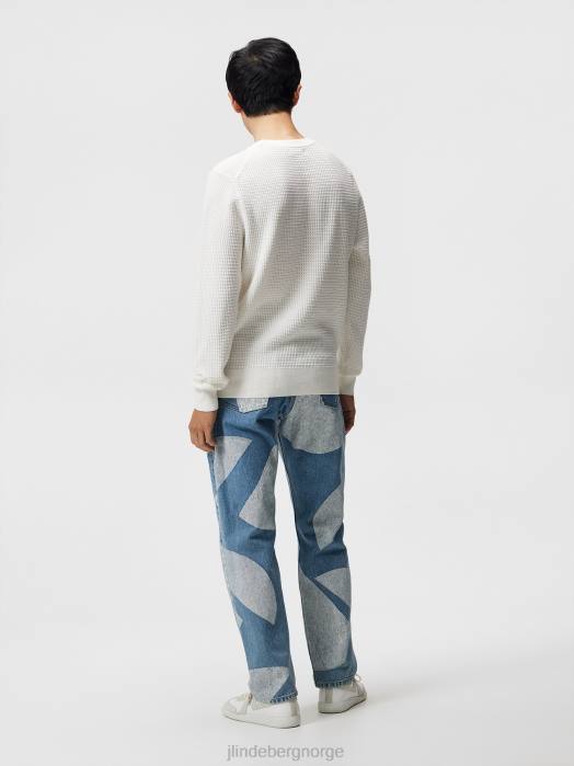 J.Lindeberg menn arthur genser i økologisk bomull sky hvit klær F8641067