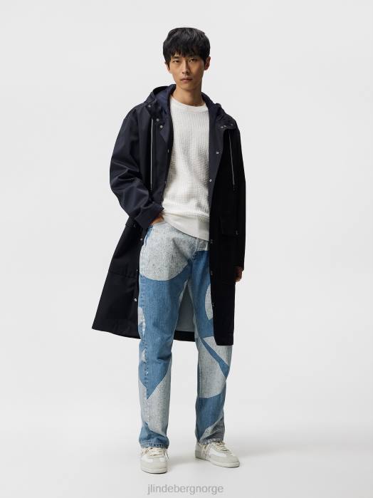 J.Lindeberg menn arthur genser i økologisk bomull sky hvit klær F8641067