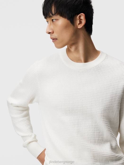 J.Lindeberg menn arthur genser i økologisk bomull sky hvit klær F8641067