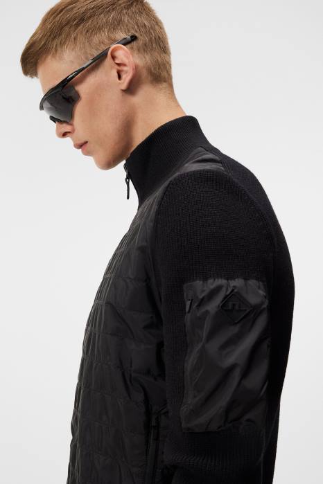 J.Lindeberg menn beck strikket hybridjakke svart klær F864997