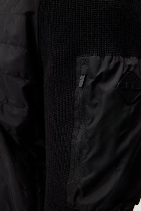 J.Lindeberg menn beck strikket hybridjakke svart klær F864997