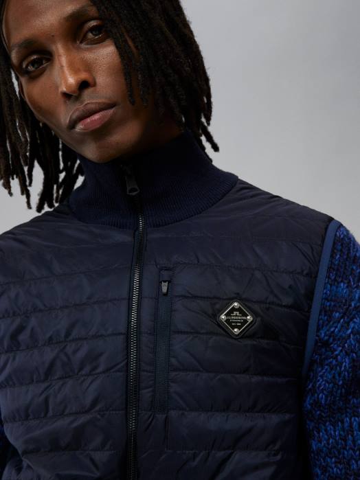 J.Lindeberg menn becket hybrid glidelåsvest marinen klær F8642297