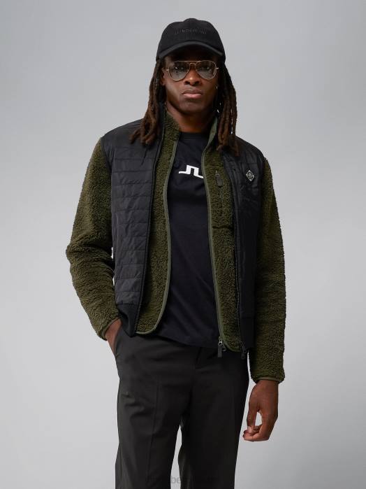 J.Lindeberg menn becket hybrid glidelåsvest svart klær F8642298