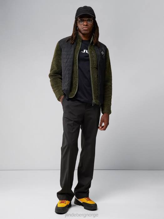 J.Lindeberg menn becket hybrid glidelåsvest svart klær F8642298