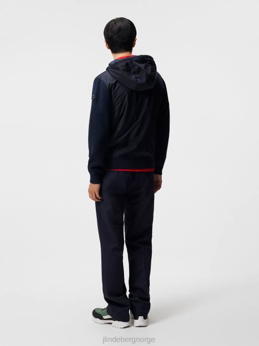 J.Lindeberg menn ben hybrid strikket jakke marinen klær F8641050