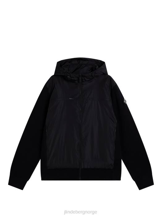 J.Lindeberg menn ben hybrid strikket jakke svart klær F8641051