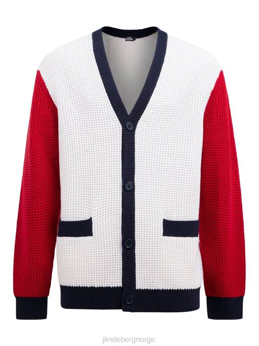 J.Lindeberg menn blokkert cardigan Barbados kirsebær klær F8642348