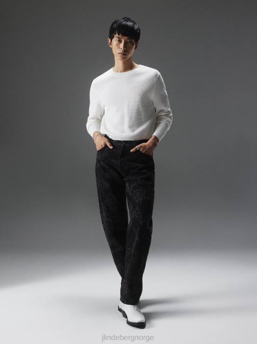 J.Lindeberg menn bueskytter struktur genser sky hvit klær F8642285