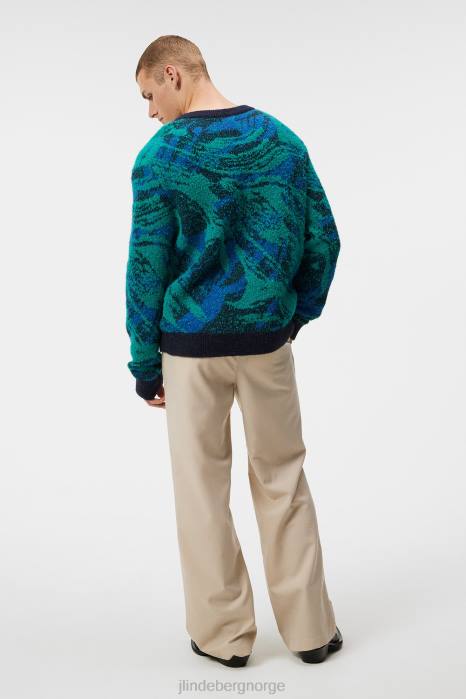 J.Lindeberg menn bukk jacquard genser med v-hals marinedalen klær F864995